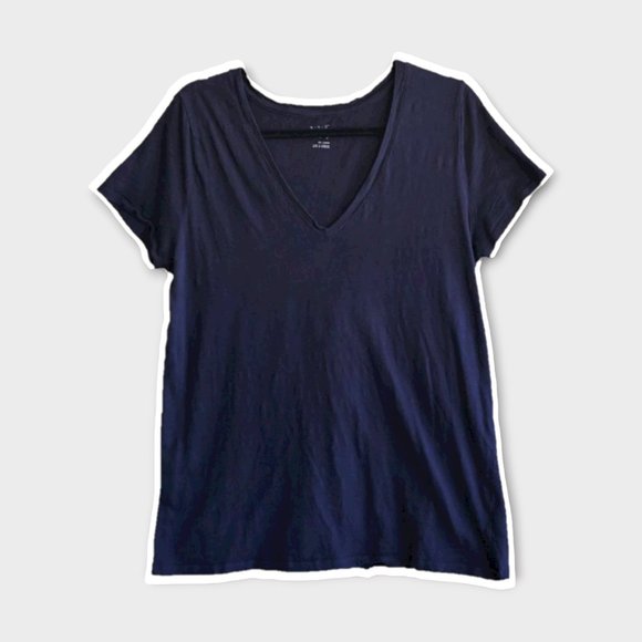 A New Day Plus Size Cotton Navy Blue Vneck Shirt size XXL - Picture 1 of 4